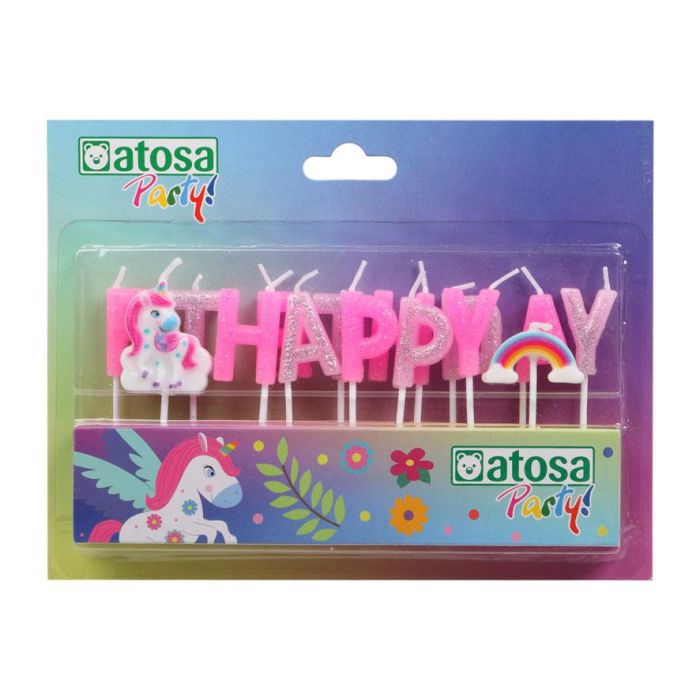 Set de Velas Happy Birthday Unicornio Multicolor para Decoración 1