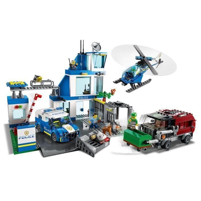 LEGO 60316 Comisaría de Policía de la Ciudad, Coche de Juguete, Camión de Basura y Helicóptero Niños +6 Años, Set Aventuras 1