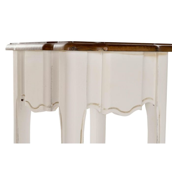 DKD Home Decor Mesita Auxiliar Tradicional Paulownia Blanco Marrón 35x35x80 cm Set de 2 2