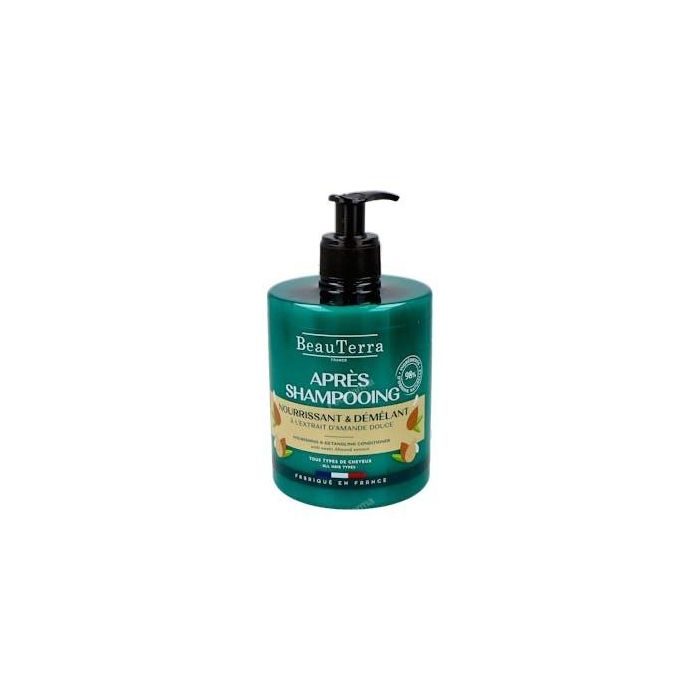 Beauterra NOURRISSANT & DÉMÊLANT Acondicionador Hidratante Nutritivo Anti-Puntas Abiertas 98% Natural Sin Siliconas para Todo Tipo de Cabello 500 ml Dosificador