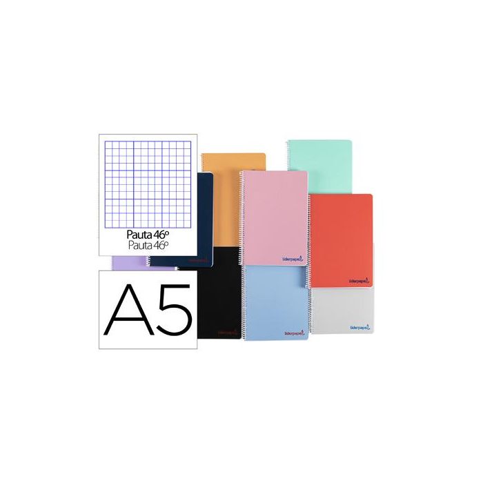 Cuaderno Espiral Liderpapel A5 Wonder Tapa Plastico 80H 90 gr Rayado N.46 Colores Surtidos 5 unidades