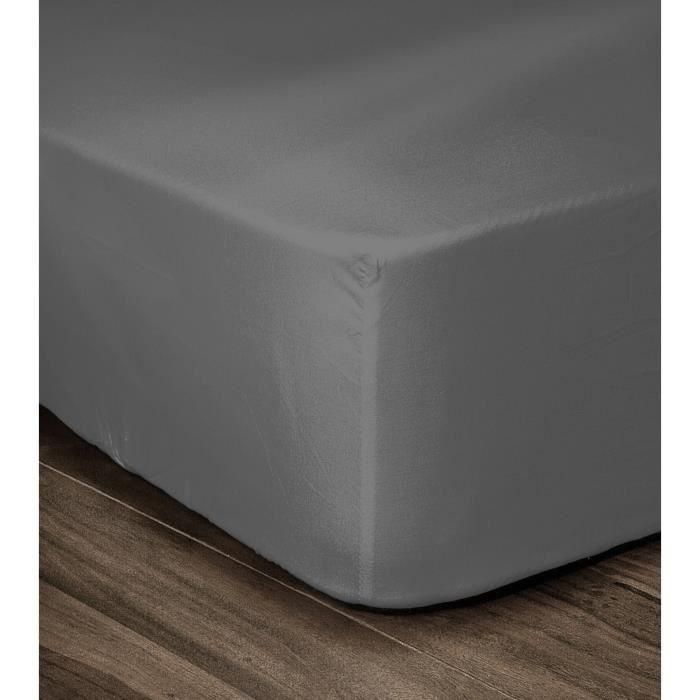 LOVELY HOME Sábana ajustable 100% algodón 140x190x30 cm gris oscuro LOVELY HOME Sábana ajustable 100% algodón 140x190x30 cm gris oscuro