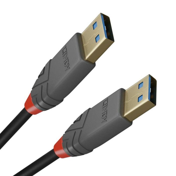Lindy Cable USB 3.2 Tipo A a A Anthra Line 1m, 5Gbps, Blindado, Contactos Chapados en Oro para Transferencia de Datos de Alta Velocidad