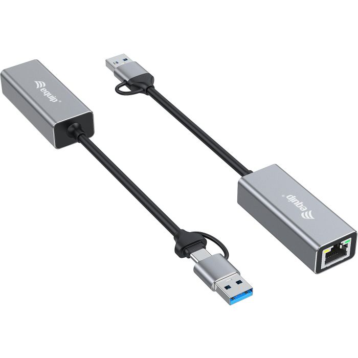 EQUIP Adaptador USB-C a RJ45 2.5Gbps + USB-A para Red Gigabit Ethernet Alámbrico Gris 1 EQUIP Adaptador USB-C a RJ45 2.5Gbps + USB-A para Red Gigabit Ethernet Alámbrico Gris 1