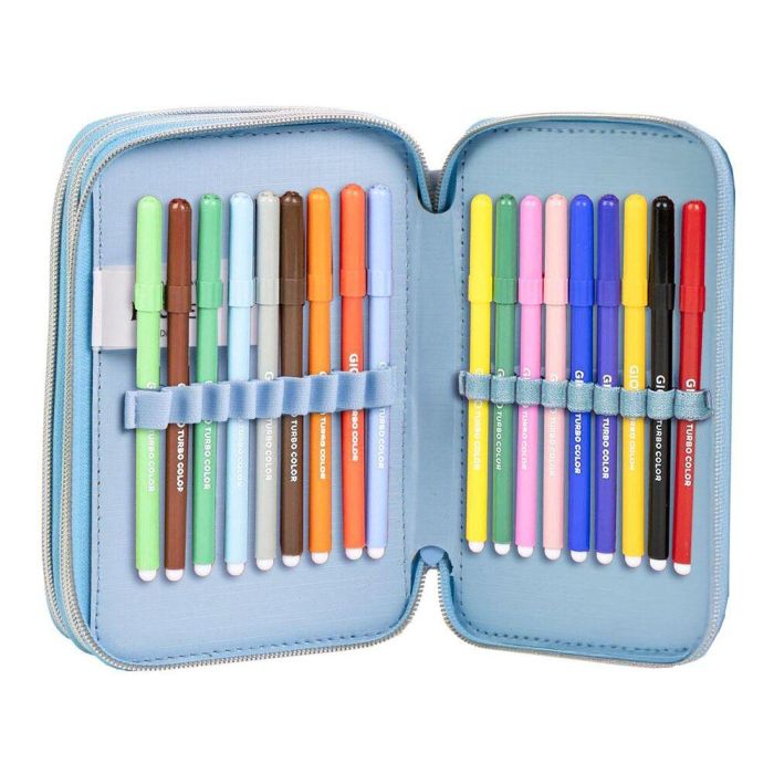 Cerdá Plumier Estuche Escolar Frozen con Accesorios Giotto, Azul Oscuro 12.5x6.5x19.5cm, Edad 3+ Años 1