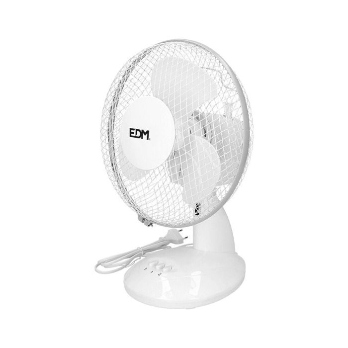 Ventilador de sobremesa. color blanco. potencia: 25w aspas: ø23 27x24x36cm edm 4