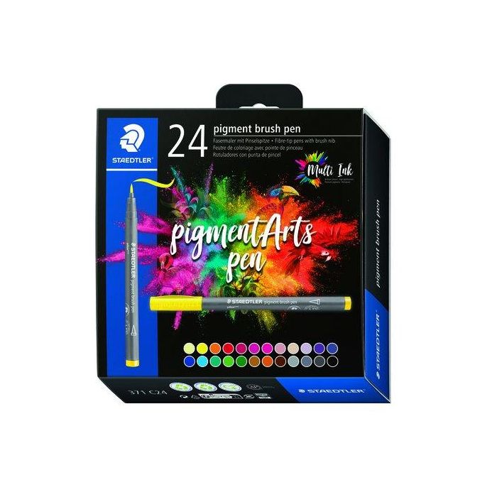 Rotulador Fibra Staedtler Pigment Arts Pen Punta Pincel Estuche De 24