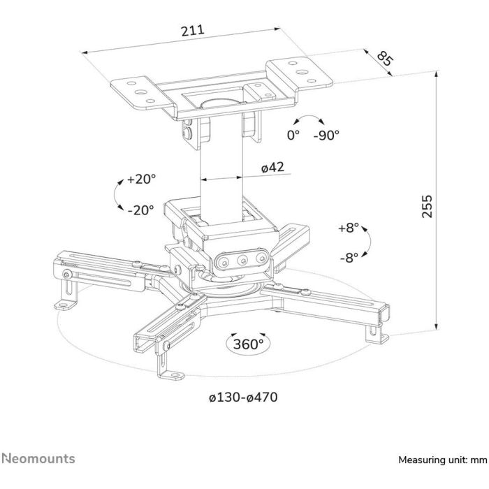 Soporte de Techo para Proyector Neomounts CL25-530BL1 6