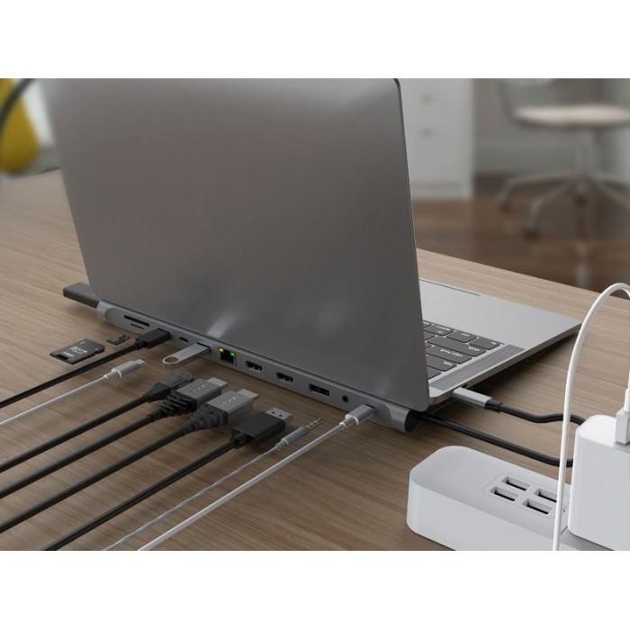 Conceptronic DONN17G Estación de Acoplamiento 12 en 1 USB-C, HDMI, DisplayPort, USB 3.2 Gen 1, hasta 4K 60Hz 5