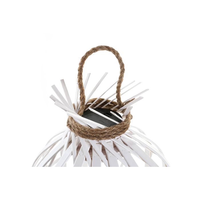 DKD Home Decor Lámpara de Techo Estilo Mediterráneo de Bambú con LED Integrado Blanco (Ancho 30.5 x Largo 30.5 x Alto 40.5 cm) 2