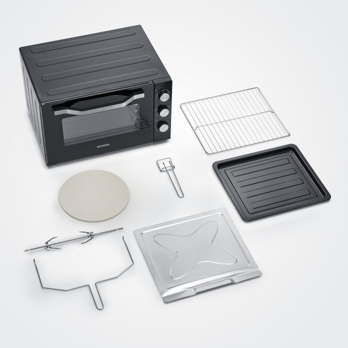 Severin a 2073 Horno XXL 60 L con Calor Giratorio, 2200 W, Piedra de Pizza y Temporizador 120 Minutos, Negro/Acero Inoxidable 6 Severin a 2073 Horno XXL 60 L con Calor Giratorio, 2200 W, Piedra de Pizza y Temporizador 120 Minutos, Negro/Acero Inoxidable 6