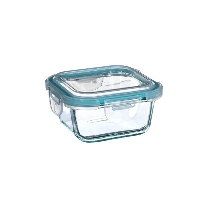 5Five Fiambrera de cristal 330 ml, transparente/azul, 12x12x6.5 cm