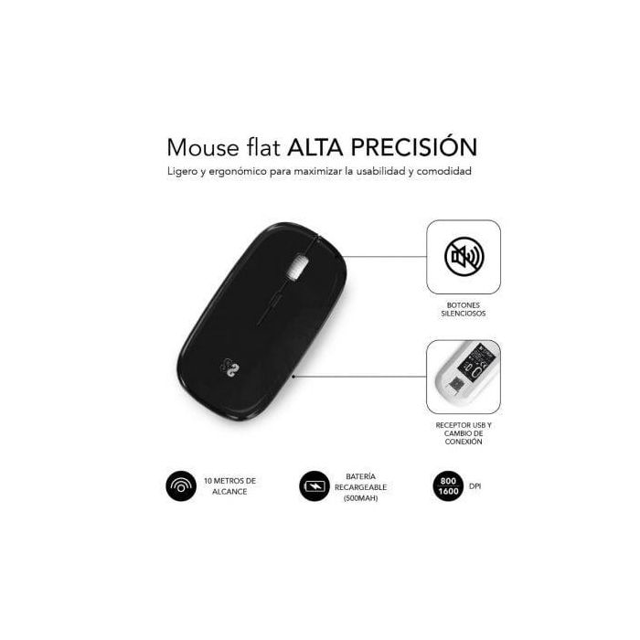 SUBBLIM Raton Dual Flat Mouse Black Rechargeable 1 SUBBLIM Raton Dual Flat Mouse Black Rechargeable 1