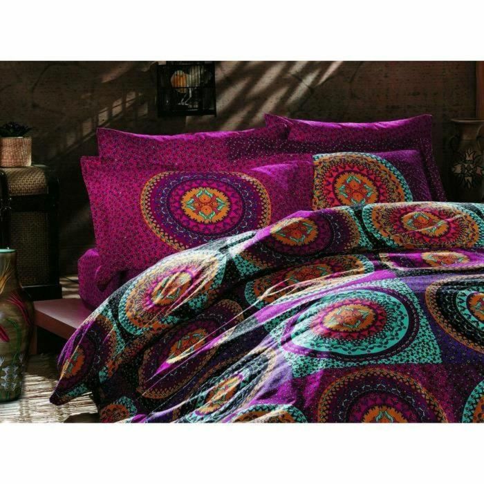 Juego de cama funda nórdica 220x240 cm y fundas de almohada 60x60 cm 100% algodón Fucsia ASI8681875345254 3