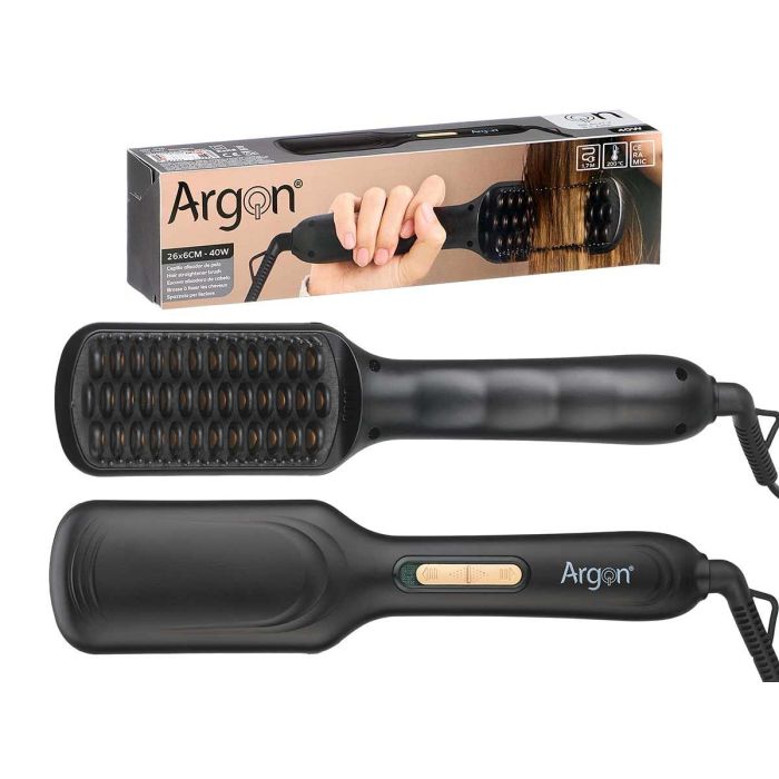 Argon Cepillo Alisador de Pelo 40W con Placas Cerámicas, Calentamiento Rápido PTC, Negro y Oro, Cable Giratorio 1,7m (6 Unidades) Argon Cepillo Alisador de Pelo 40W con Placas Cerámicas, Calentamiento Rápido PTC, Negro y Oro, Cable Giratorio 1,7m (6 Unidades)