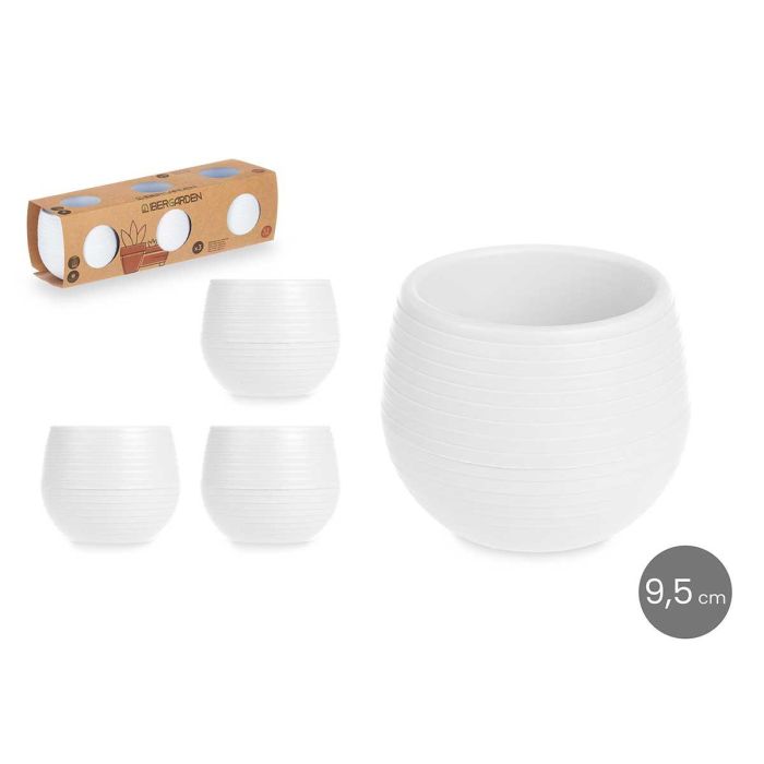 Set 3 Macetas Reserva Agua 9,5 Cm Blanca Ibergarden (6 Unidades) Set 3 Macetas Reserva Agua 9,5 Cm Blanca Ibergarden (6 Unidades)