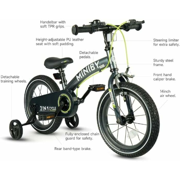 Ociotrends Patinete 3 en 1 Miniby para Niños con Ruedas Hinchables de 14 Pulgadas y Estabilizadores, Edad Mínima 2 Años 1 Ociotrends Patinete 3 en 1 Miniby para Niños con Ruedas Hinchables de 14 Pulgadas y Estabilizadores, Edad Mínima 2 Años 1