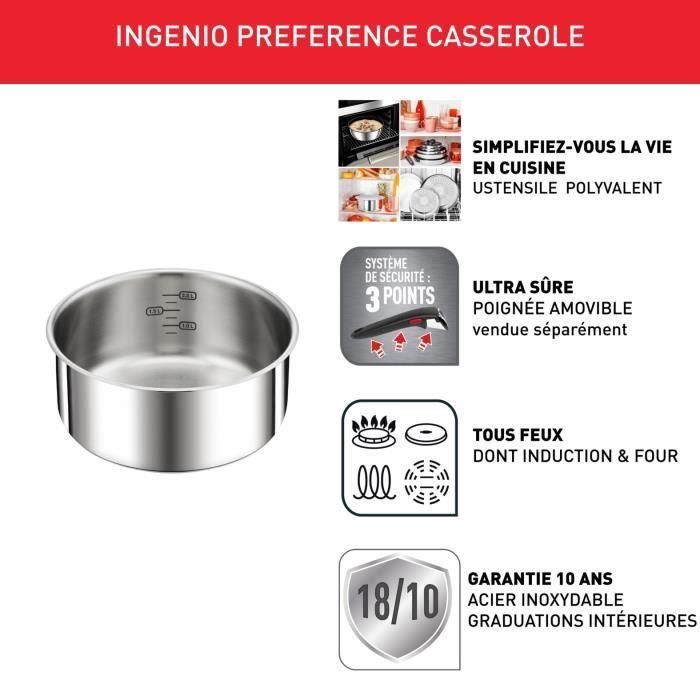 TEFAL INGENIO Preference Cacerola 20 cm, Inducción, Acero inoxidable, Apilable, Apto para lavavajillas L8983004 1 TEFAL INGENIO Preference Cacerola 20 cm, Inducción, Acero inoxidable, Apilable, Apto para lavavajillas L8983004 1