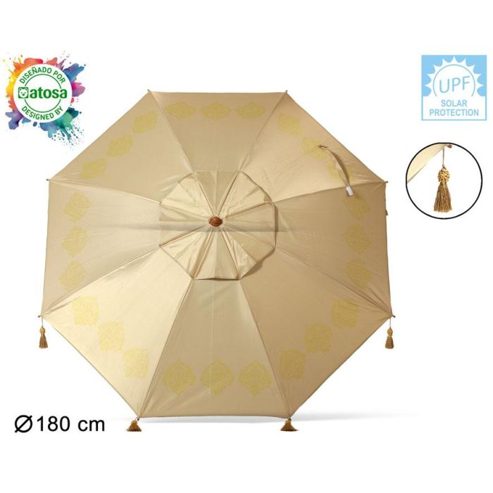 Atosa Sombrilla de Playa de Aluminio con UPF 50+, Orientable, 180 cm, Beige