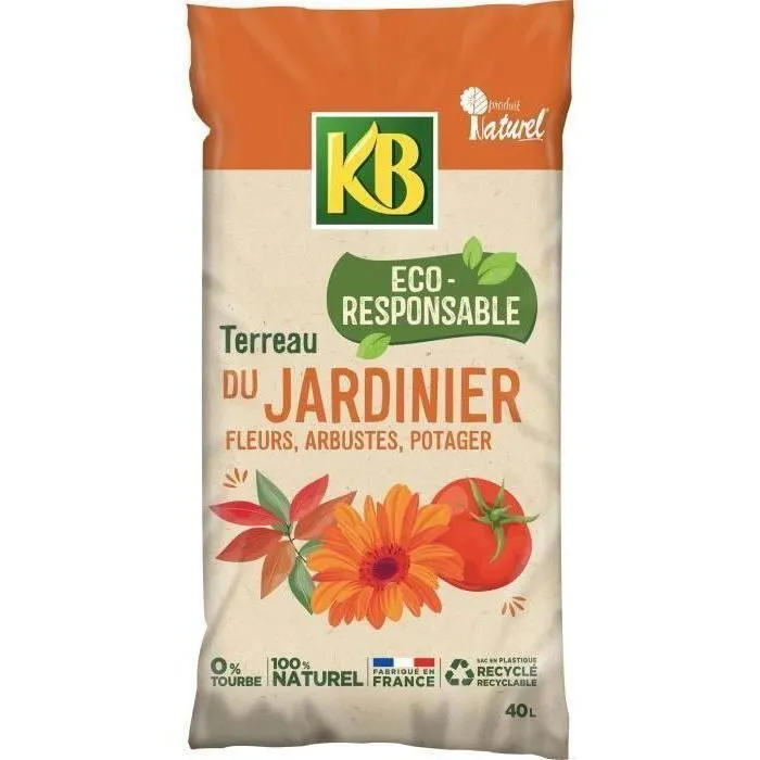KB Tierra de jardinero UAB 40L Suelo ideal para plantaciones de jardín, crecimiento óptimo, floración y cosecha. Eco-responsable, 0% turba. KB Tierra de jardinero UAB 40L Suelo ideal para plantaciones de jardín, crecimiento óptimo, floración y cosecha. Eco-responsable, 0% turba.