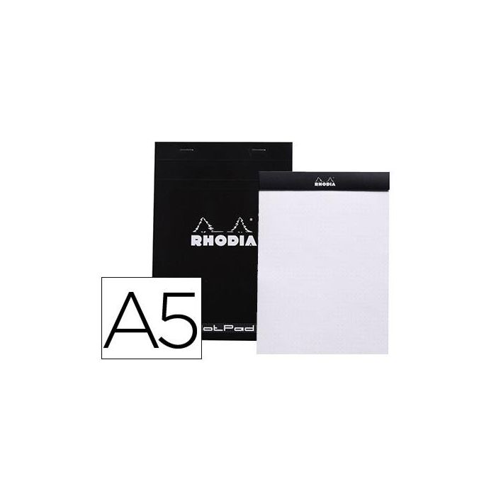 Bloc Nota Rhodia Black Dot Pad Din A5 80 Hojas 80 gr-M2 Liso Con Puntos Negros 5 mm Perforado