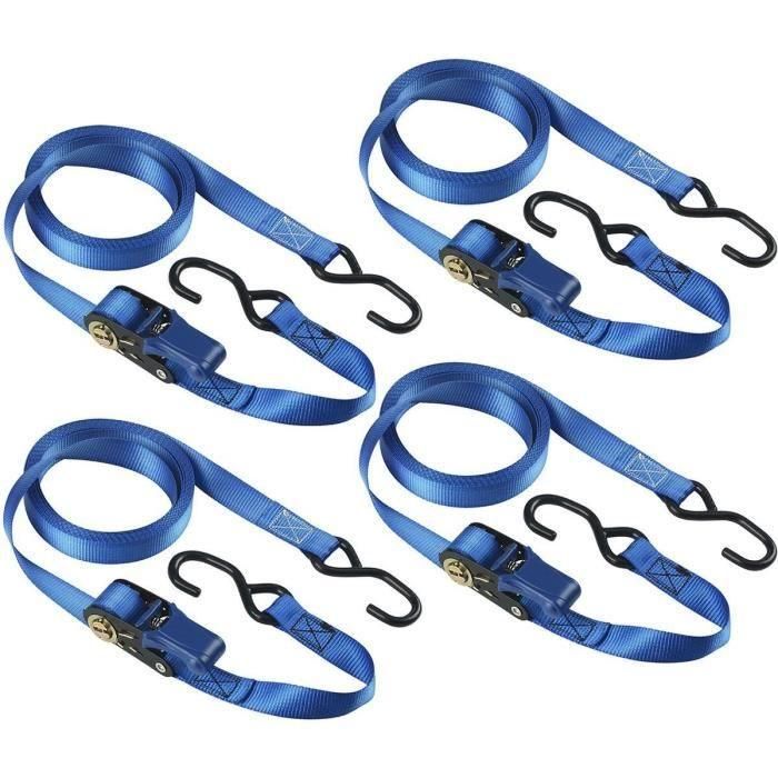 Kit de 4 correas de amarre - MASTER LOCK - 4367EURDAT - Con ganchos y trinquete - 5m x 25mm - Azul