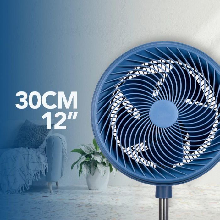 Daewoo Ventilador de Mesa 30 cm (12") High Speed 90W, Base Redonda, Azul