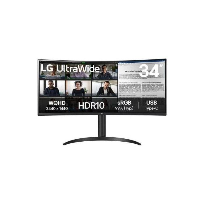 LG 34WR55QK-B Monitor Profesional 34" Ultrapanorámico Curvo 1800R WQHD 21:9 100Hz VA USB-C HDR10 Altura Negro 1 LG 34WR55QK-B Monitor Profesional 34" Ultrapanorámico Curvo 1800R WQHD 21:9 100Hz VA USB-C HDR10 Altura Negro 1