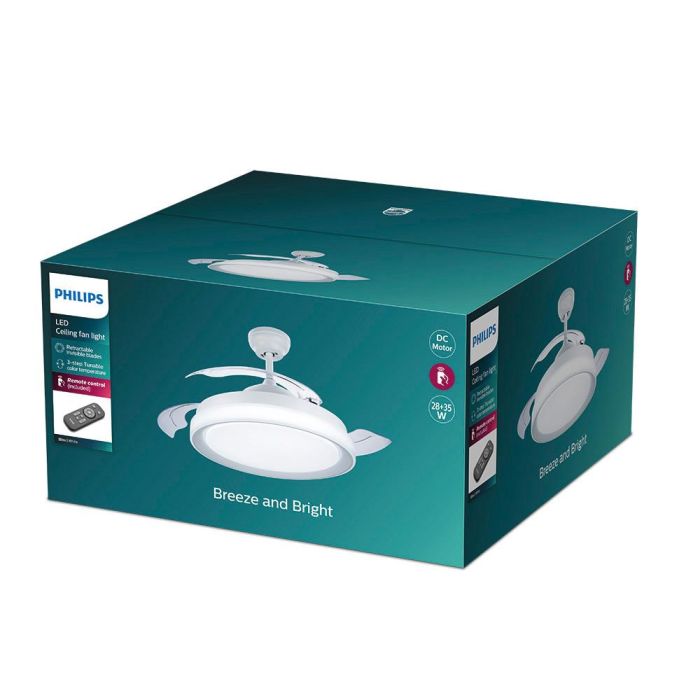 Philips Bliss Ventilador de Techo con Luz LED, Mando a Distancia, 28W + 35W, Ø106 cm, Blanco 1