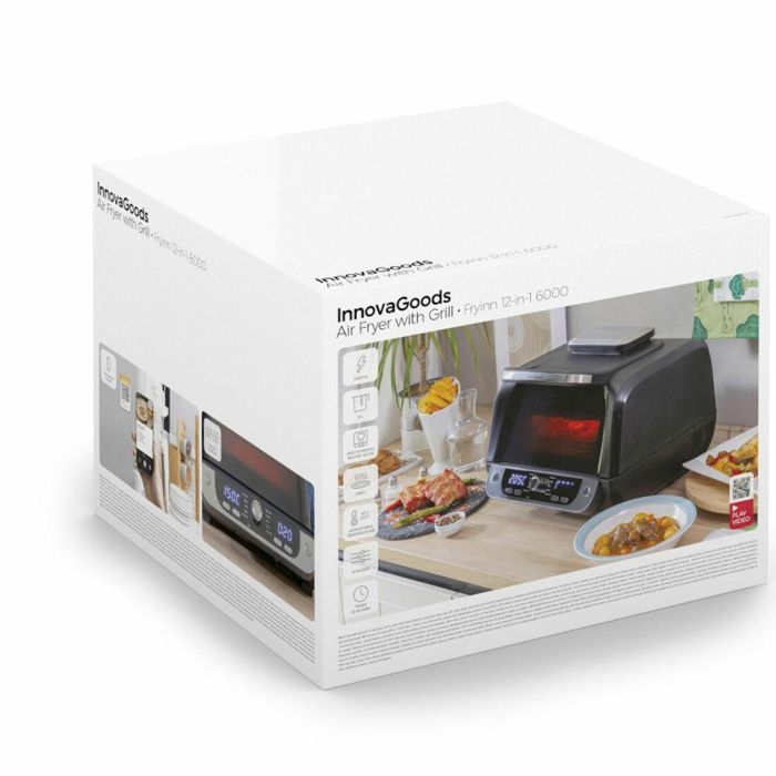 Freidora de Aire con Grill, Accesorios y Recetario InnovaGoods Fryinn 12-in-1 6000 Negro Acero 3400 W 6 L 1 Freidora de Aire con Grill, Accesorios y Recetario InnovaGoods Fryinn 12-in-1 6000 Negro Acero 3400 W 6 L 1
