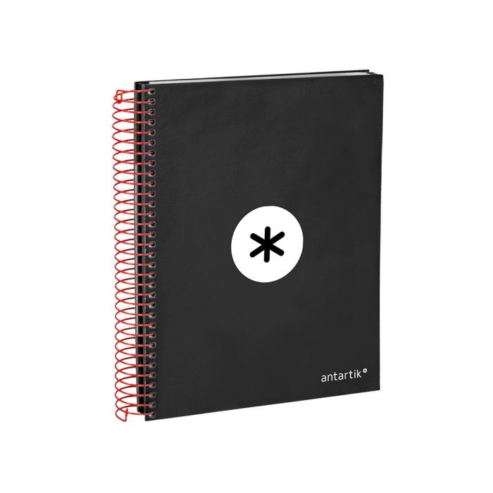 Cuaderno Espiral A5 Micro Antartik Tapa Forrada120H 90 gr Cuadro 5 mm 5 Bandas6 Taladros Color Negro 2