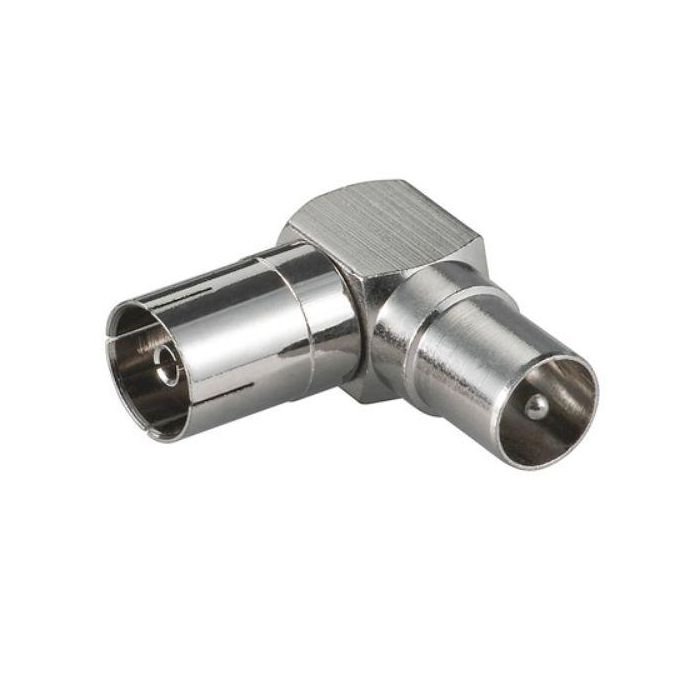 MicroConnect COAXADAPTERA - Adaptador coaxial en ángulo F/M para espacios reducidos, conectividad segura y fiable