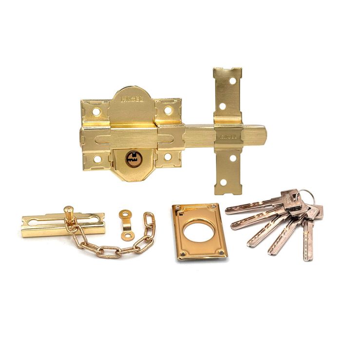 Cerrojo de seguridad Micel crr11 86l/50 Acero Latón 50 mm Sobreponer 4 Cerrojo de seguridad Micel crr11 86l/50 Acero Latón 50 mm Sobreponer 4
