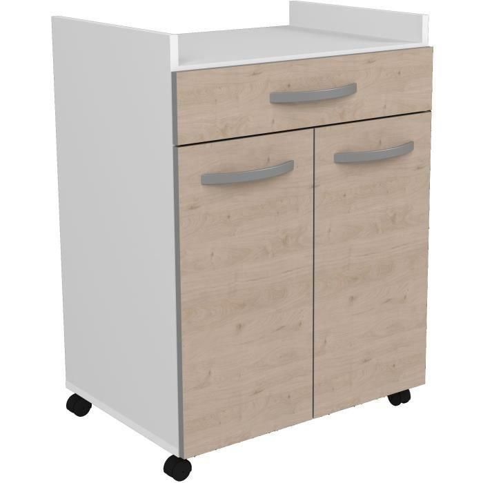 Carro OSLO 60 cm - 1 cajón y 1 puerta - L 60 x P 44 x H 81 cm - Color roble Carro OSLO 60 cm - 1 cajón y 1 puerta - L 60 x P 44 x H 81 cm - Color roble