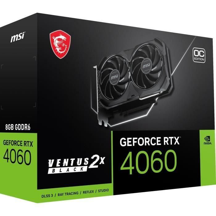 MSI MSI4711377115421 Tarjeta gráfica GeForce RTX 4060 Ventus 2X Black 8GB OC 3