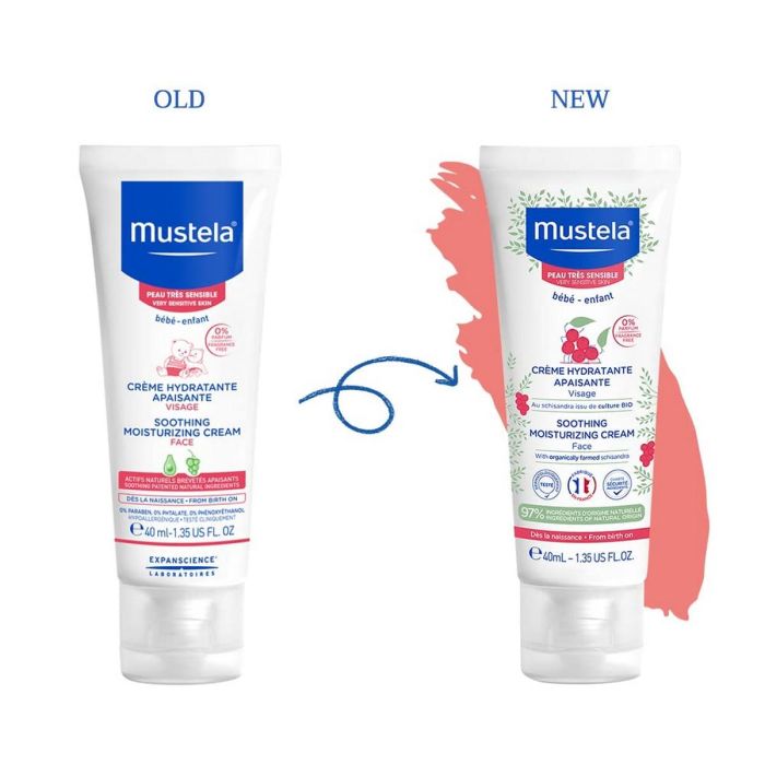 Mustela Crema Facial Hidratante Confort Bebé Piel Muy Sensible Desde Nacimiento, Alivia Rojeces y Picor, 97% Natural, 40 ml 1