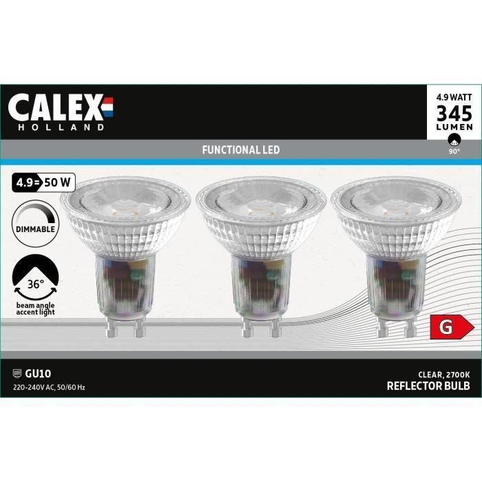 Calex CAL8712879157120 Bombilla LED Reflectora GU10 4,9W 345lm 2700K Luz Cálida Regulable Cromo 1 Calex CAL8712879157120 Bombilla LED Reflectora GU10 4,9W 345lm 2700K Luz Cálida Regulable Cromo 1