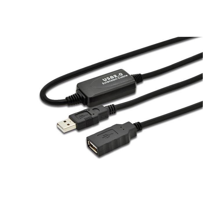 MicroConnect Cable de Extensión Activo USB 2.0 con Amplificador Integrado 5m para Impresoras y Dispositivos USB, evita pérdida de señal.