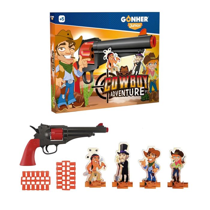 Gonher 8610/0 Pistola Juguete Vaquero de Plástico con 24 Balas Blandas, 4 Figuras, Sin Fulminantes, +5 Años 0 Gonher 8610/0 Pistola Juguete Vaquero de Plástico con 24 Balas Blandas, 4 Figuras, Sin Fulminantes, +5 Años 0