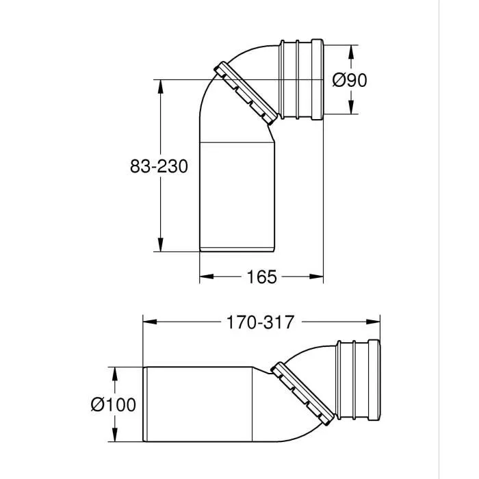 Grohe GRO4005176744563 Tubo de Desagüe Giratorio 90°, para Cisternas Empotradas Universales o Bastidores de Soporte 2