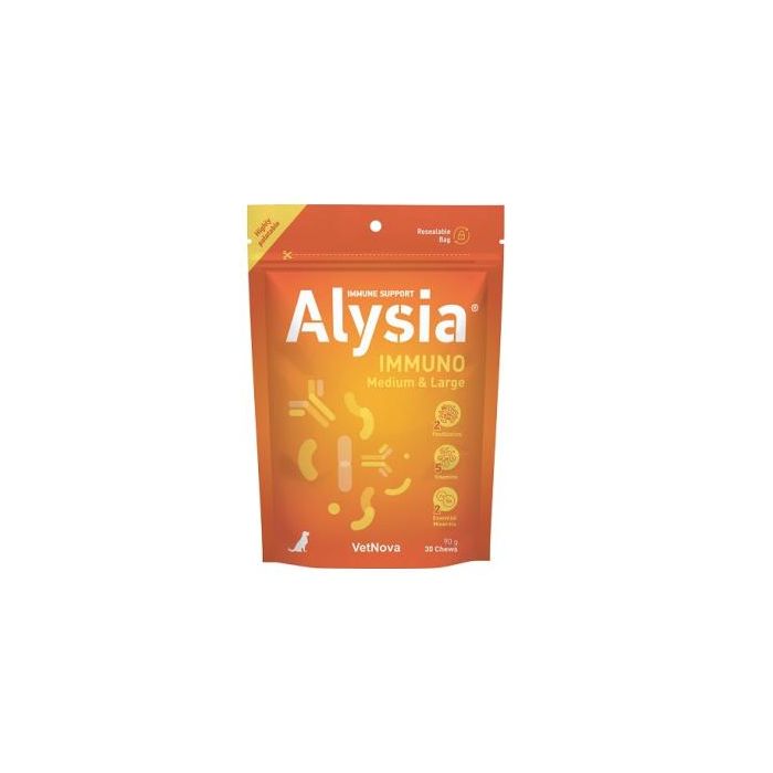 Vetnova Alysia Immuno: Suplemento Masticable para la Inmunidad de Animales Medianos y Grandes, 30 Comprimidos