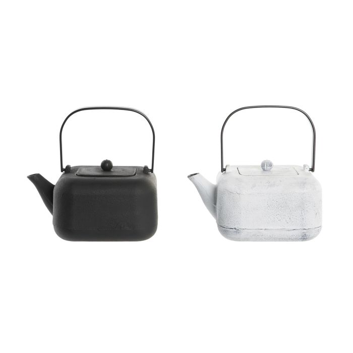 DKD Home Decor Tetera Oriental 1.2L Hierro Colado Inox Negro Blanco Pack 2 Unidades 0 DKD Home Decor Tetera Oriental 1.2L Hierro Colado Inox Negro Blanco Pack 2 Unidades 0
