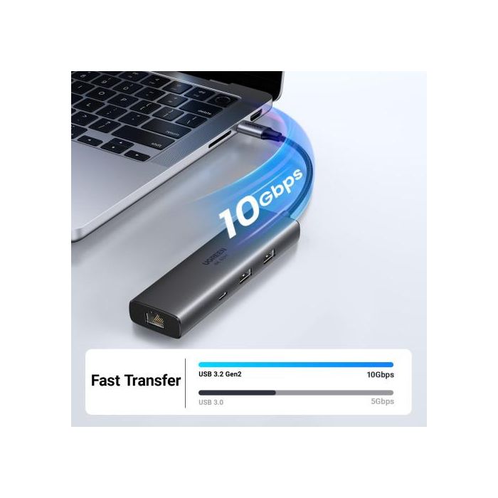 UGREEN 45000 Base de Acoplamiento 6 en 1, HDMI 4K@60Hz, 10Gbps, Gigabit Ethernet, PD 100W, USB-C Hub, Color Gris 2 UGREEN 45000 Base de Acoplamiento 6 en 1, HDMI 4K@60Hz, 10Gbps, Gigabit Ethernet, PD 100W, USB-C Hub, Color Gris 2