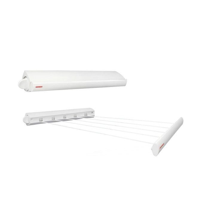 Leifheit Secador de pared ROLLFIX - Tendedero retráctil 21 metros, 5 cables extensibles 4.2m, bobinado automático, Blanco 0 Leifheit Secador de pared ROLLFIX - Tendedero retráctil 21 metros, 5 cables extensibles 4.2m, bobinado automático, Blanco 0