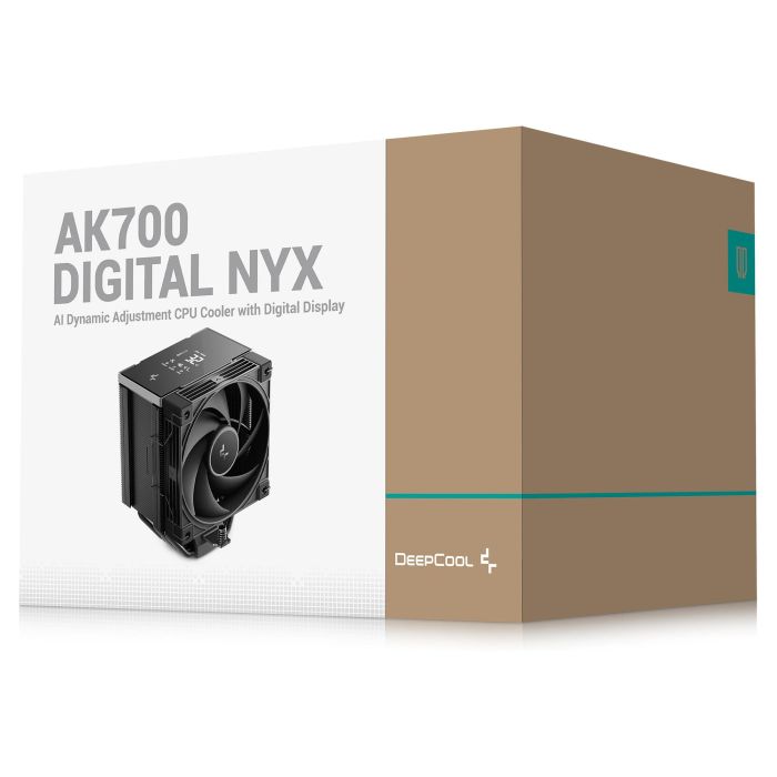 DeepCool AK700 Digital NYX Refrigerador de CPU, Ventilador 120mm Negro, Soportes LGA1700/AM5, Pantalla LCD Integrada, 77.23 CFM, PWM 8