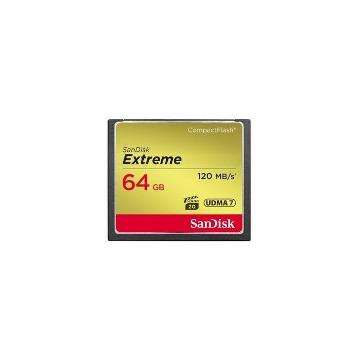 Sandisk Tarjeta de Memoria Flash Extreme CompactFlash 64 GB - Hasta 120 MB/s lectura, 85 MB/s escritura, VPG-20