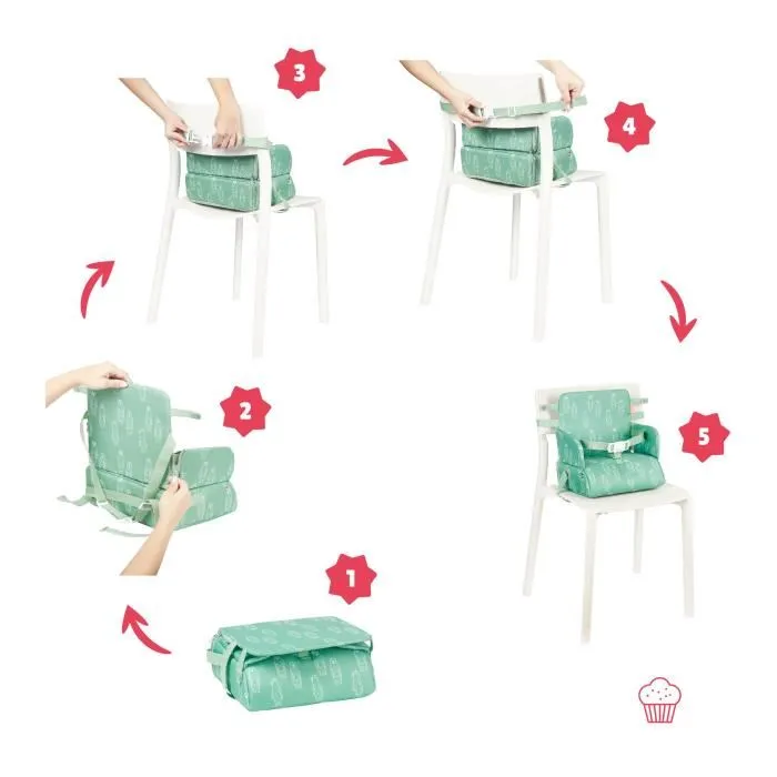 Badabulle Trona Portátil Plegable Compacta Universal Oso para Niños de 6 a 36 Meses 4