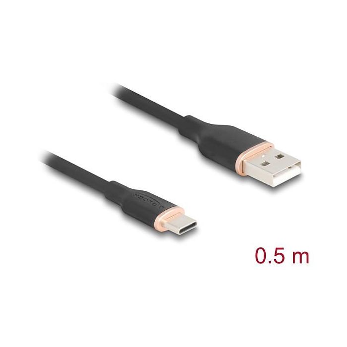DeLOCK 81225 Cable USB 2.0 USB-A Macho a USB-C Macho 0.5 Metros, Color Negro, 0.48 Gbit/s, 3A 1 DeLOCK 81225 Cable USB 2.0 USB-A Macho a USB-C Macho 0.5 Metros, Color Negro, 0.48 Gbit/s, 3A 1