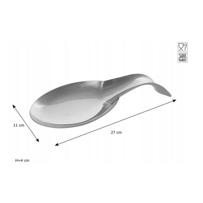 5Five Reposa Cucharas de Acero Inoxidable y Madera 11.5 x 26.5 x 3 cm 1