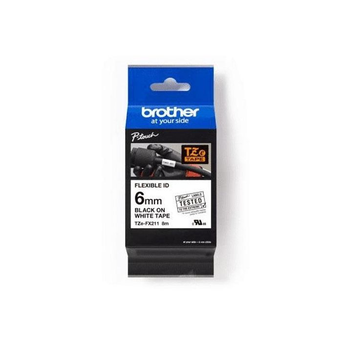 Brother Cinta Rotuladora Laminada Negro Sobre Blanco 6 mm x 8M